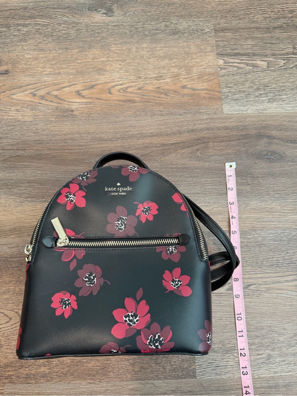 Kate Spade New York Perry Small Backpack Black Dancing Blooms Floral Print - Picture 11 of 11